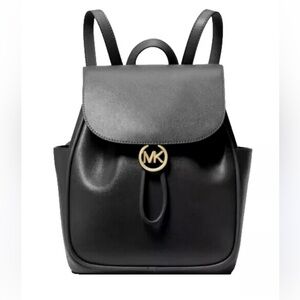 MICHAEL KORS MK LEATHER BLACK MEDIUM BACKPACK